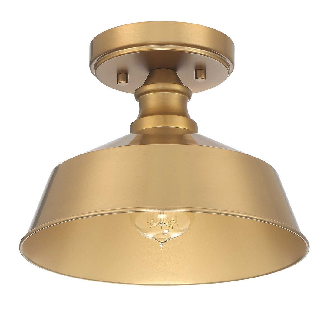 Meridian - M60068NB - One Light Semi-Flush Mount - Natural Brass