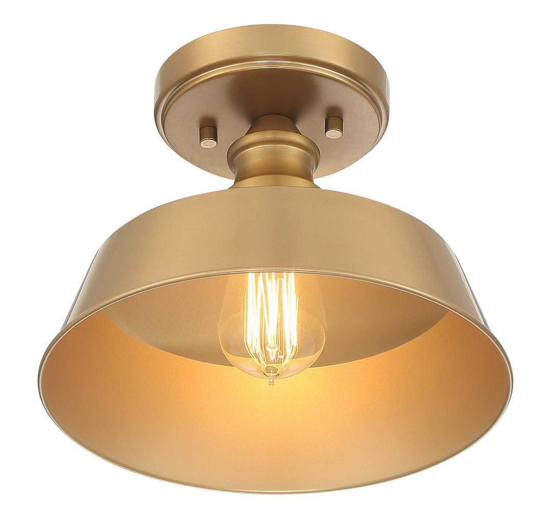 Meridian - M60068NB - One Light Semi-Flush Mount - Natural Brass