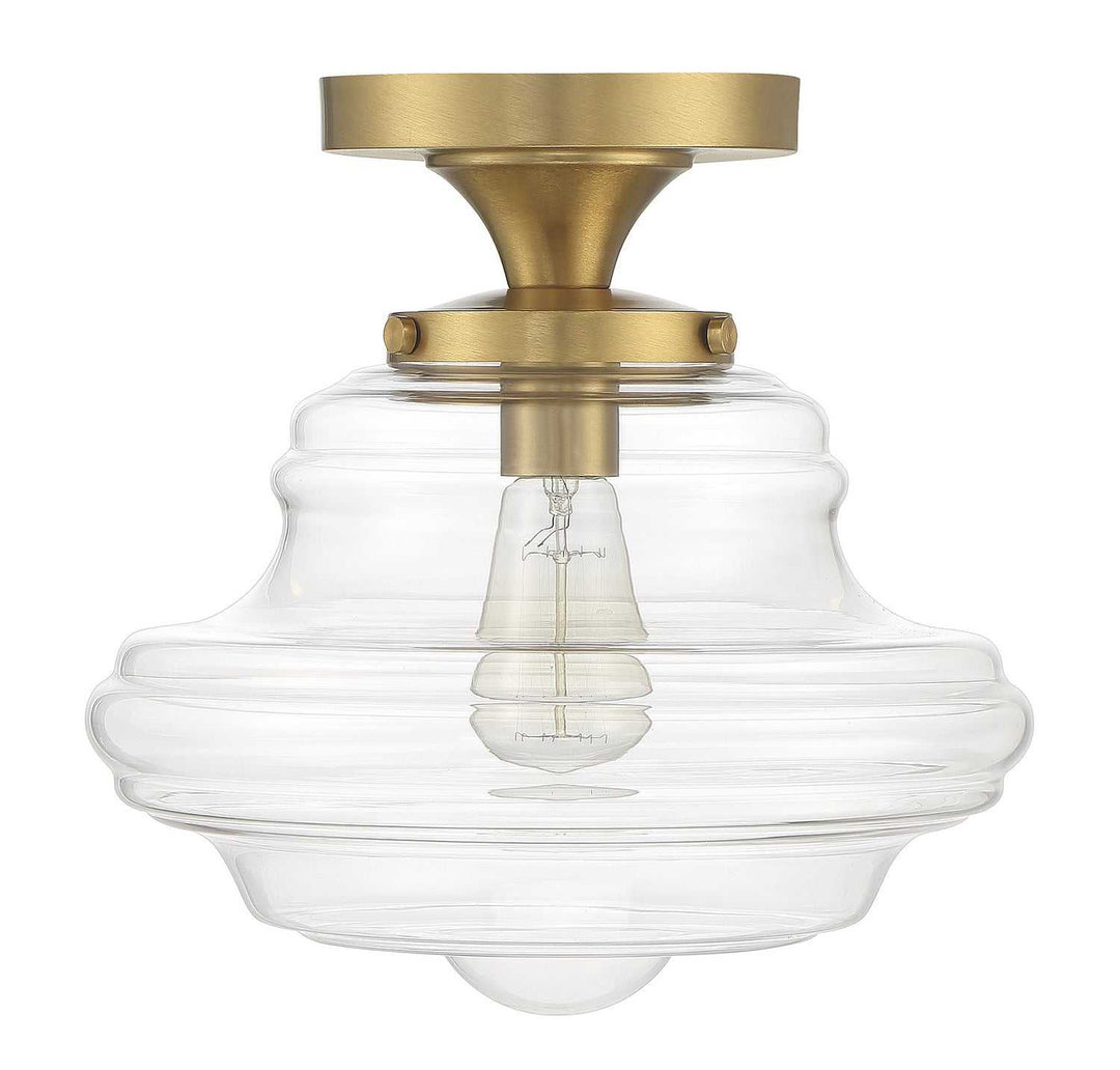 Meridian - M60069NB - One Light Semi-Flush Mount - Natural Brass
