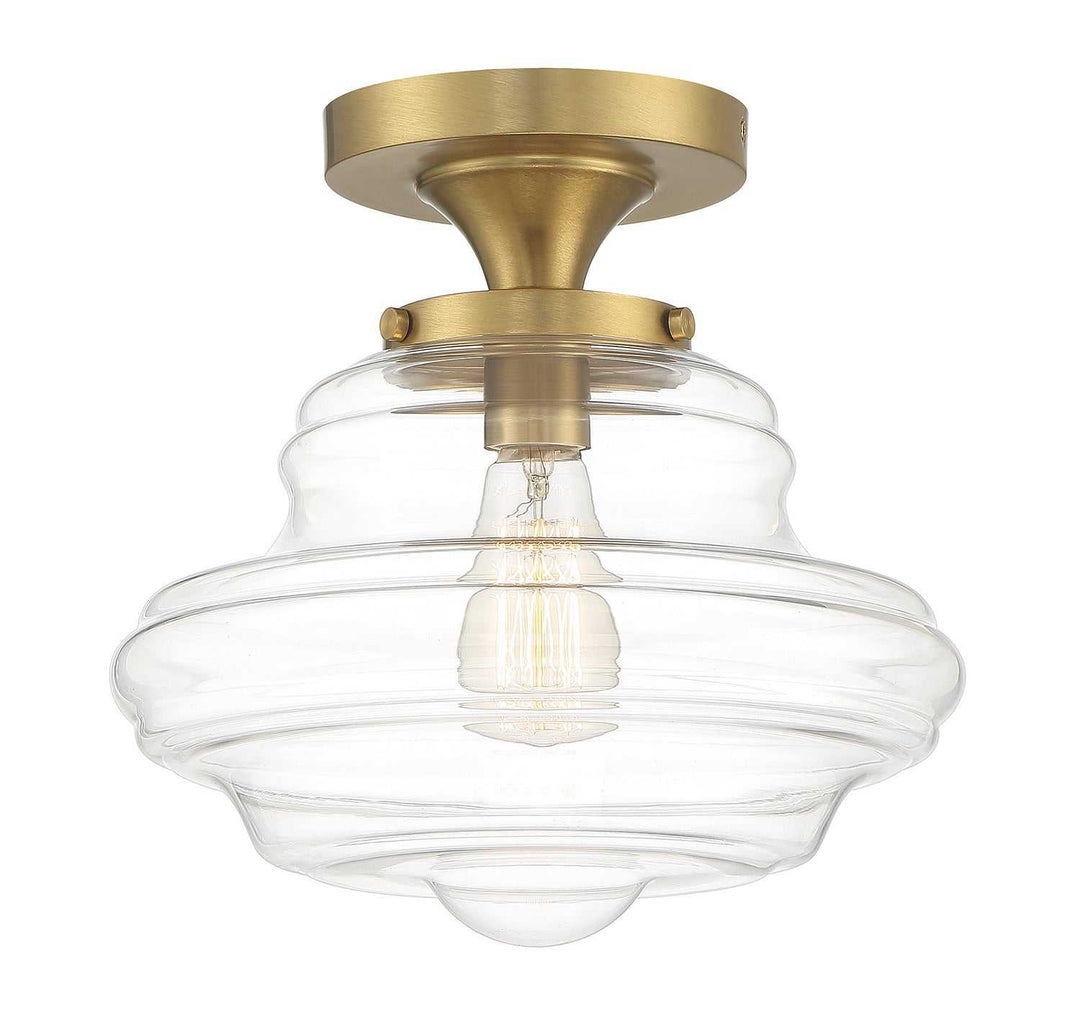 Meridian - M60069NB - One Light Semi-Flush Mount - Natural Brass