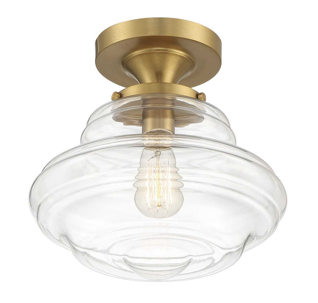 Meridian - M60069NB - One Light Semi-Flush Mount - Natural Brass
