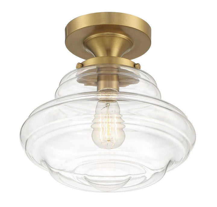 Meridian - M60069NB - One Light Semi-Flush Mount - Natural Brass