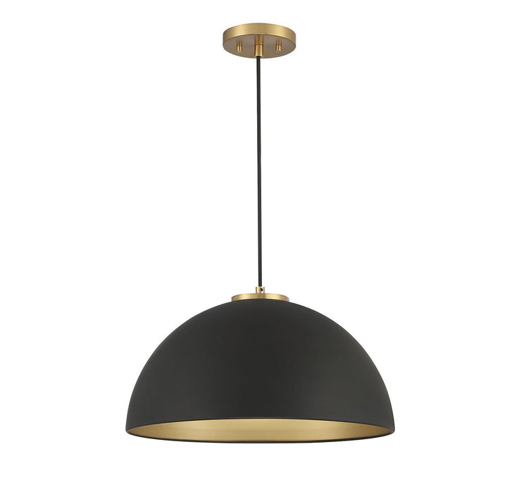 Meridian - M7024MBKNB - One Light Pendant - Matte Black with Natural Brass