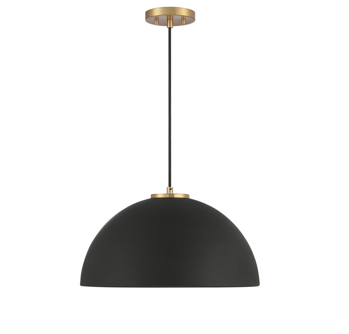 Meridian - M7024MBKNB - One Light Pendant - Matte Black with Natural Brass