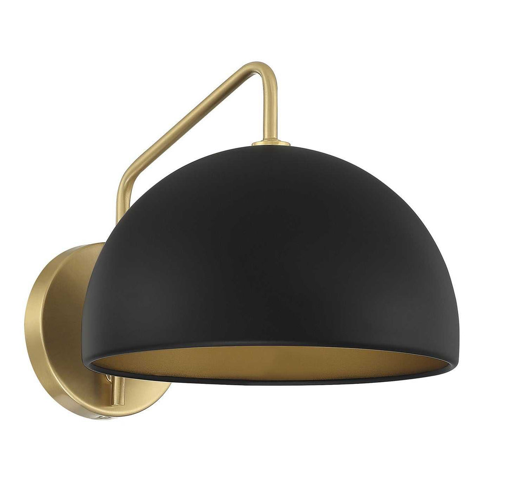 Meridian - M90094MBKNB - One Light Wall Sconce - Matte Black with Natural Brass