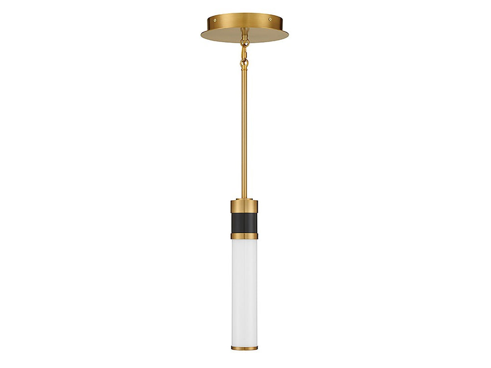 Abel LED Mini Pendant in Matte Black with Warm Brass Accents Savoy House