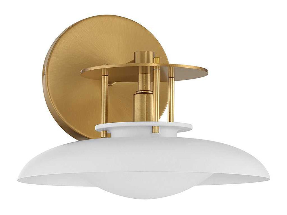 Gavin One Light Wall Sconce in White with Warm Brass Accents Savoy House