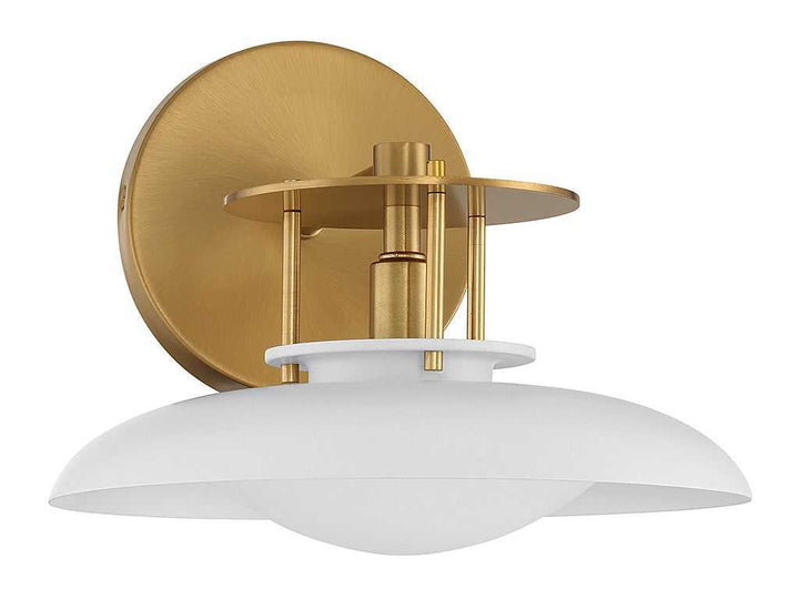 Gavin One Light Wall Sconce in White with Warm Brass Accents Savoy House