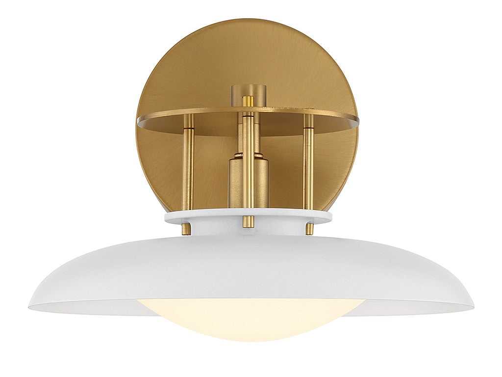 Gavin One Light Wall Sconce in White with Warm Brass Accents Savoy House