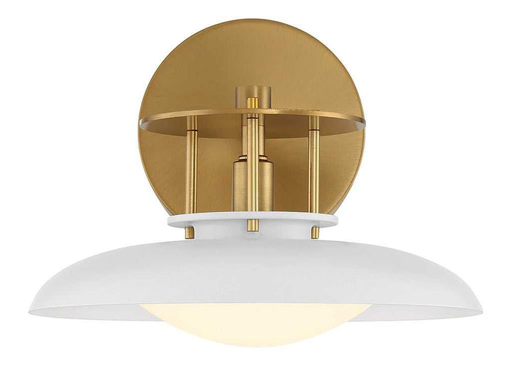 Gavin One Light Wall Sconce in White with Warm Brass Accents Savoy House
