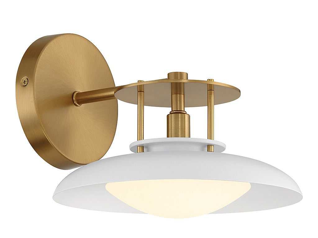 Gavin One Light Wall Sconce in White with Warm Brass Accents Savoy House