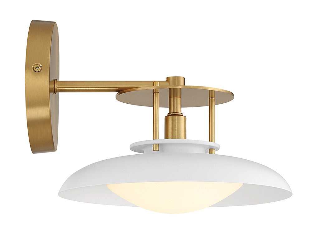 Gavin One Light Wall Sconce in White with Warm Brass Accents Savoy House