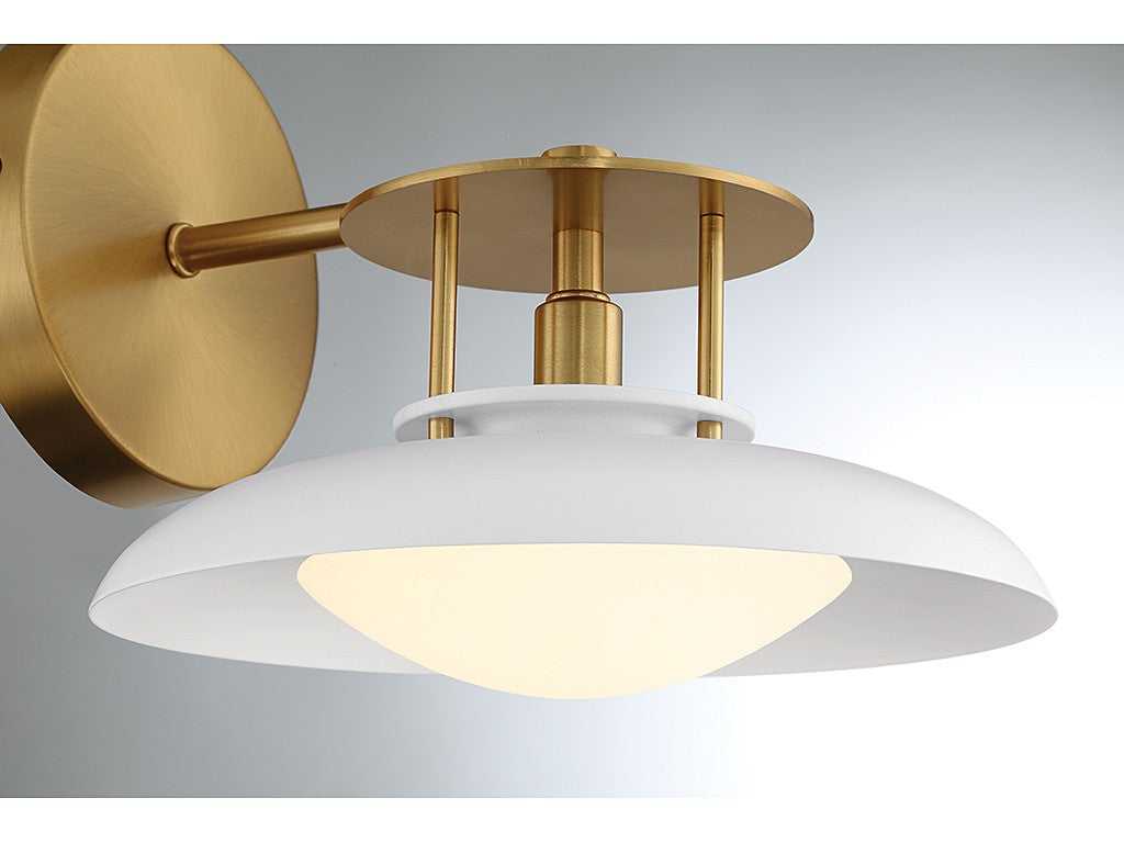 Gavin One Light Wall Sconce in White with Warm Brass Accents Savoy House