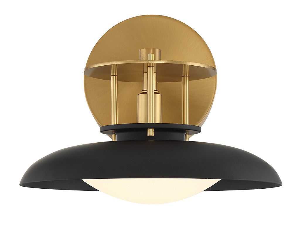 Gavin One Light Wall Sconce in Matte Black with Warm Brass Accents Savoy House