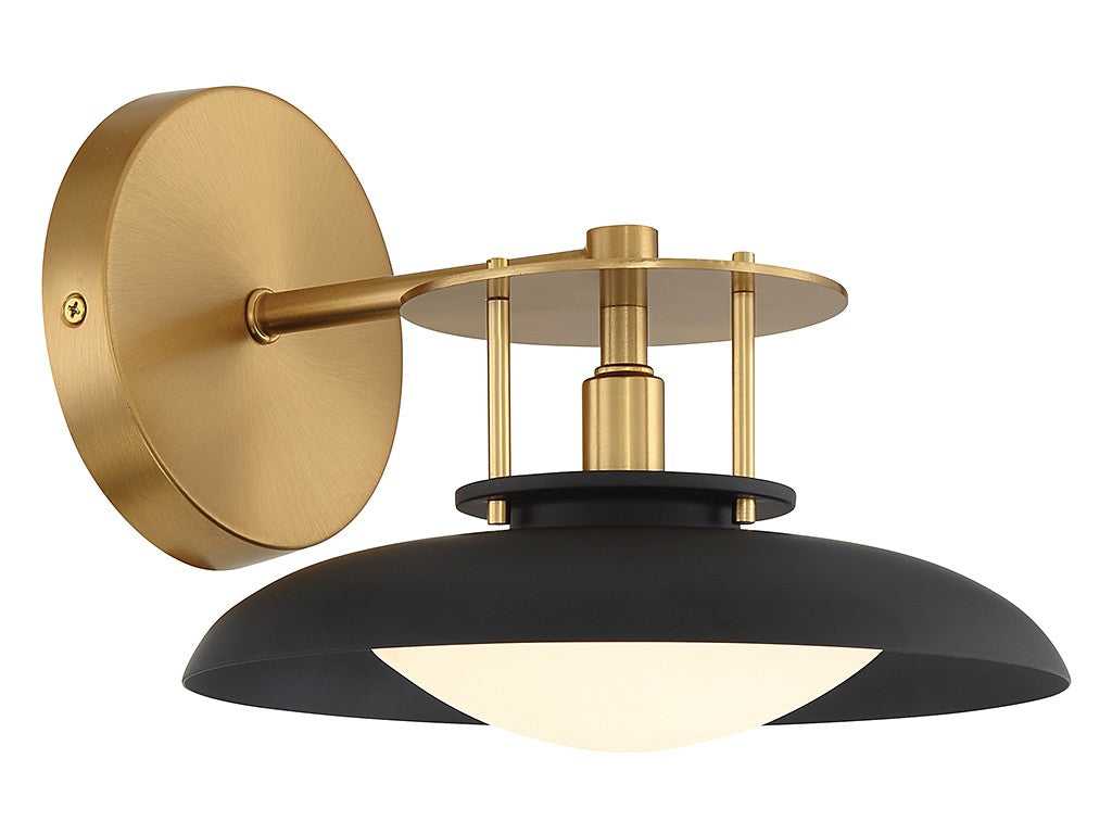Gavin One Light Wall Sconce in Matte Black with Warm Brass Accents Savoy House