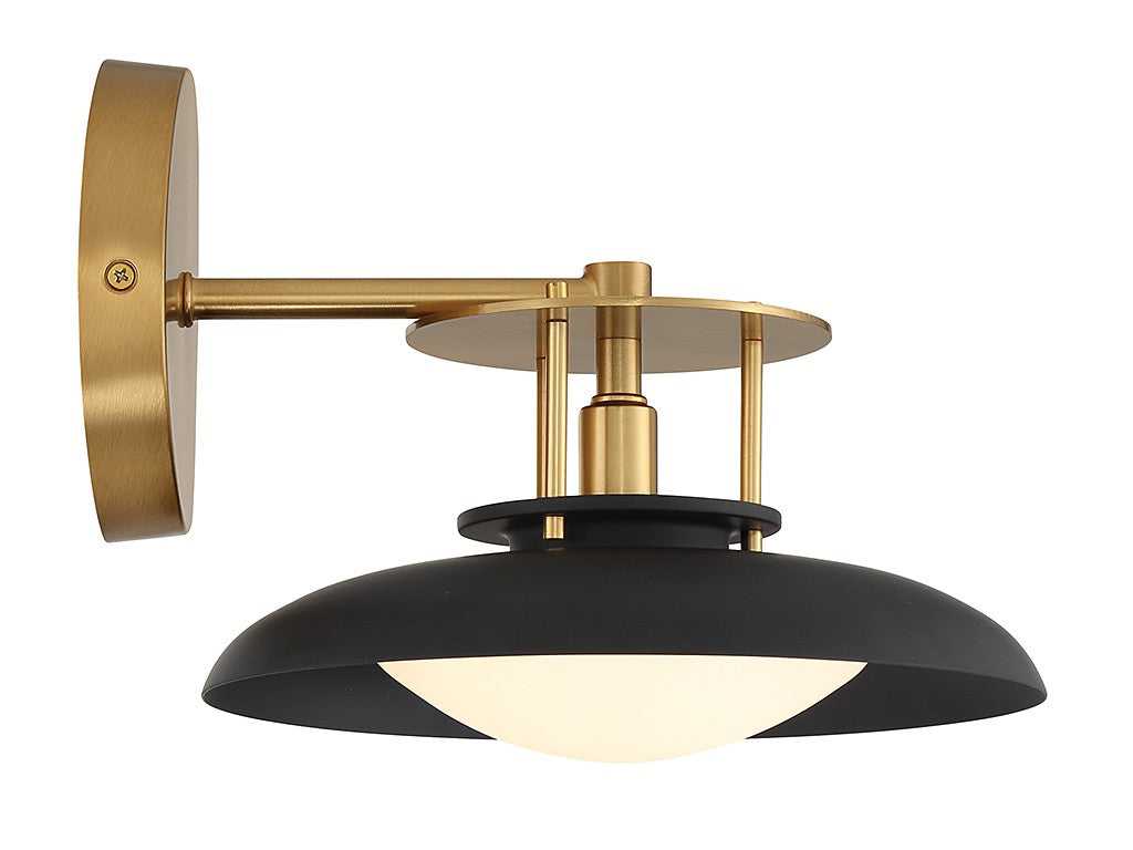 Gavin One Light Wall Sconce in Matte Black with Warm Brass Accents Savoy House