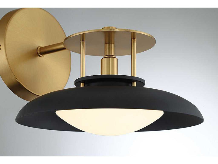 Gavin One Light Wall Sconce in Matte Black with Warm Brass Accents Savoy House
