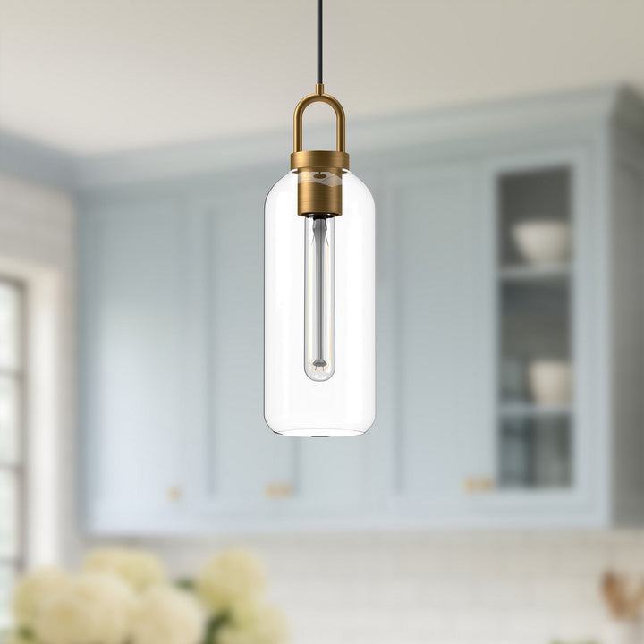 Alora Canada - PD401505AGCL - One Light Pendant - Soji - Aged Gold/Clear Glass