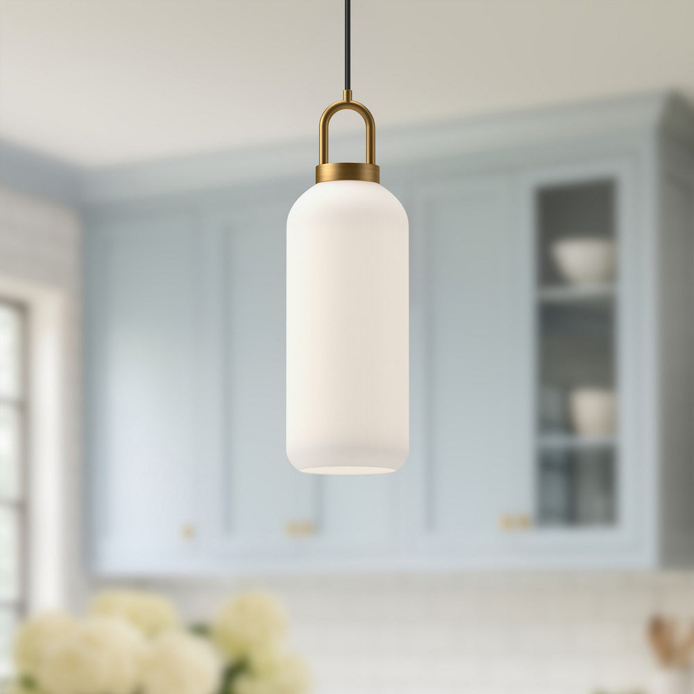 Alora Canada - PD401505AGOP - One Light Pendant - Soji - Aged Gold/Opal Matte Glass