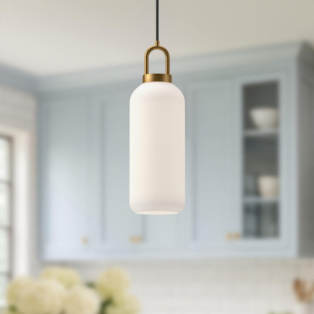 Alora Canada - PD401505AGOP - One Light Pendant - Soji - Aged Gold/Opal Matte Glass