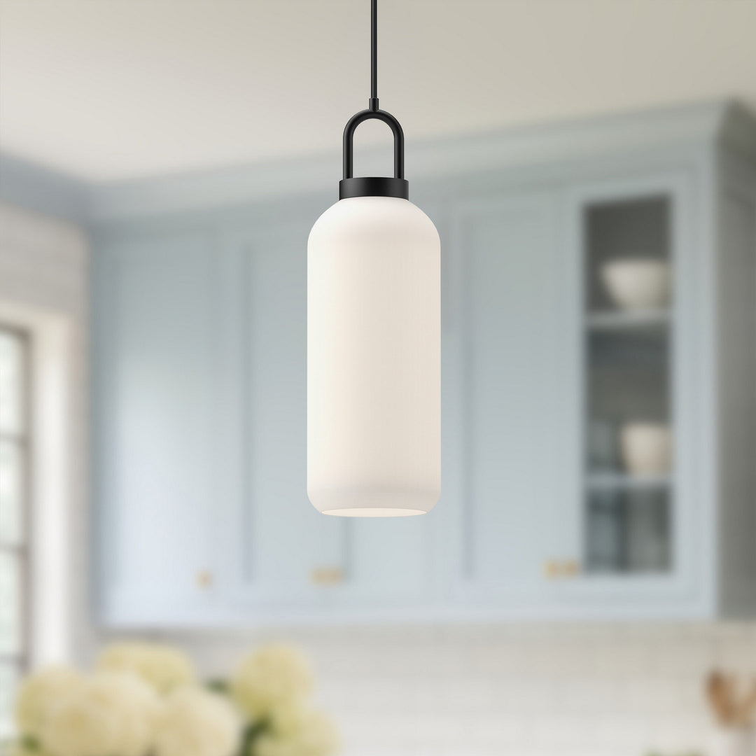 Alora Canada - PD401505MBOP - One Light Pendant - Soji - Matte Black/Opal Matte Glass