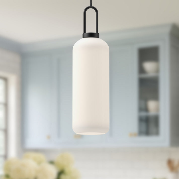 Alora Canada - PD401606MBOP - One Light Pendant - Soji - Matte Black/Opal Matte Glass