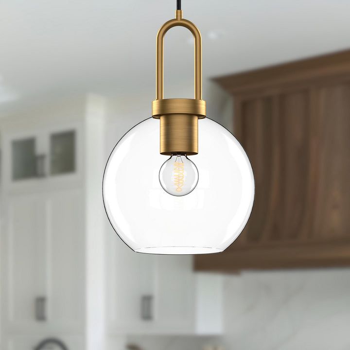 Alora Canada - PD601608AGCL - One Light Pendant - Soji - Aged Gold/Clear Glass