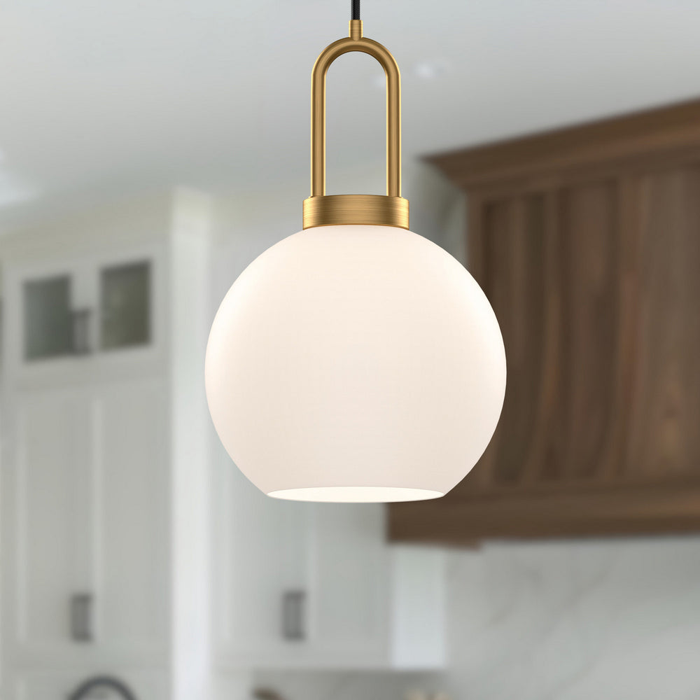 Alora Canada - PD601608AGOP - One Light Pendant - Soji - Aged Gold/Opal Matte Glass