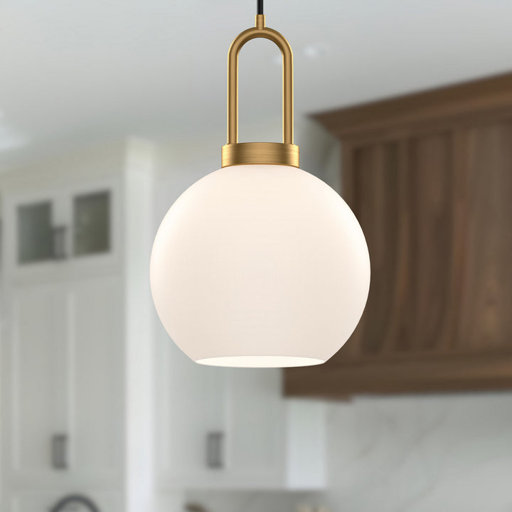 Alora Canada - PD601608AGOP - One Light Pendant - Soji - Aged Gold/Opal Matte Glass