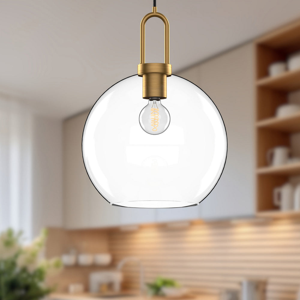 Alora Canada - PD601710AGCL - One Light Pendant - Soji - Aged Gold/Clear Glass