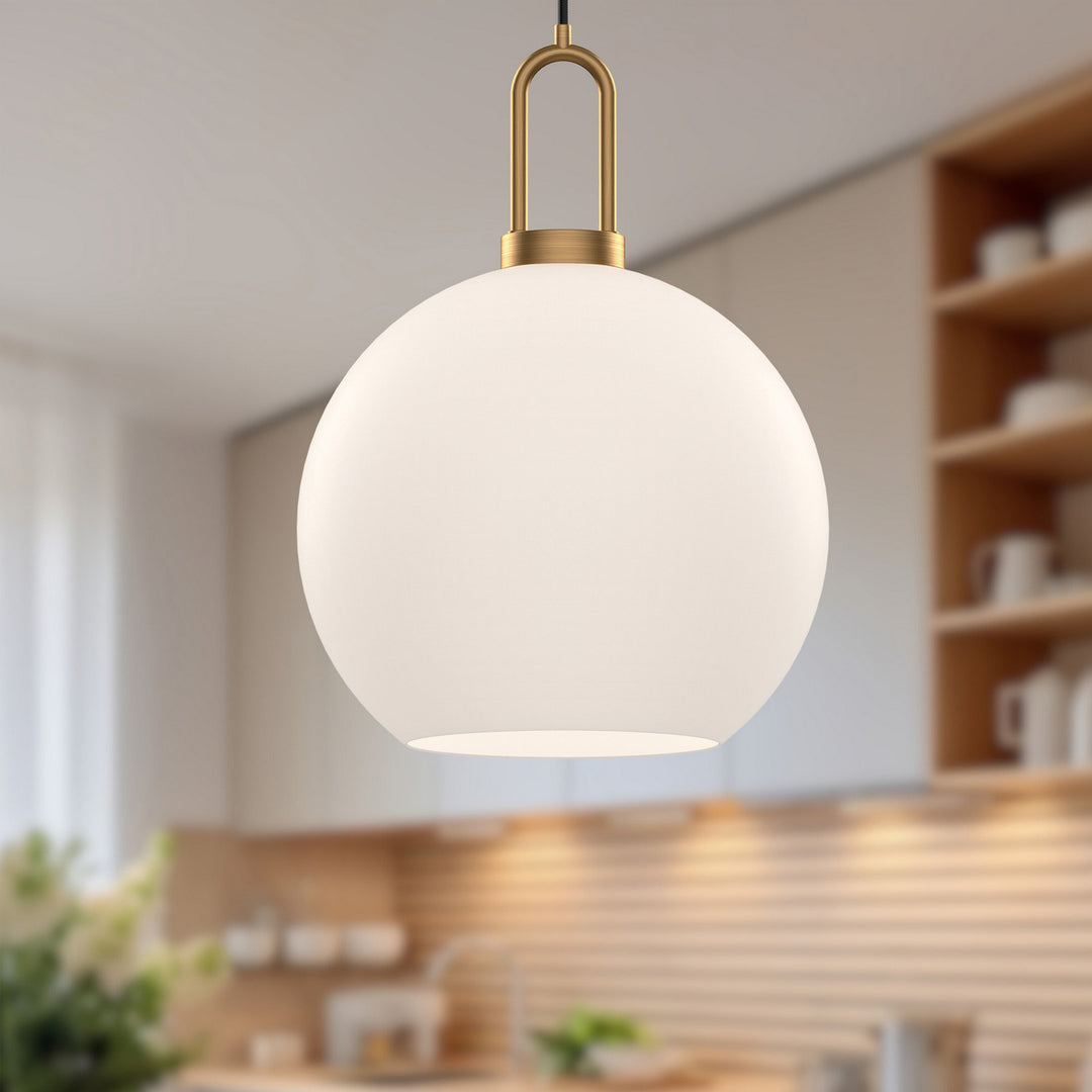 Alora Canada - PD601710AGOP - One Light Pendant - Soji - Aged Gold/Opal Matte Glass