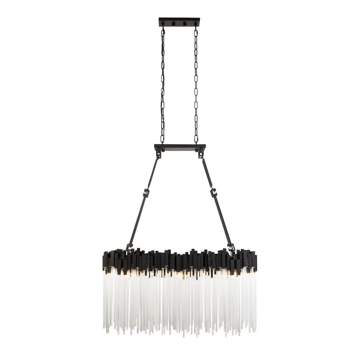Varaluz - 309N06MBFG - Six Light Linear Pendant - Matrix - Matte Black/French Gold