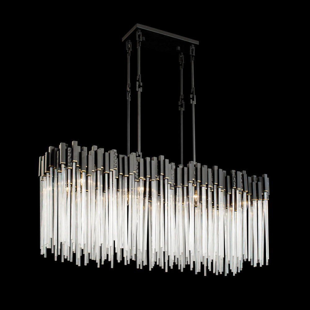 Varaluz - 309N08MBFG - Eight Light Linear Pendant - Matrix - Matte Black/French Gold