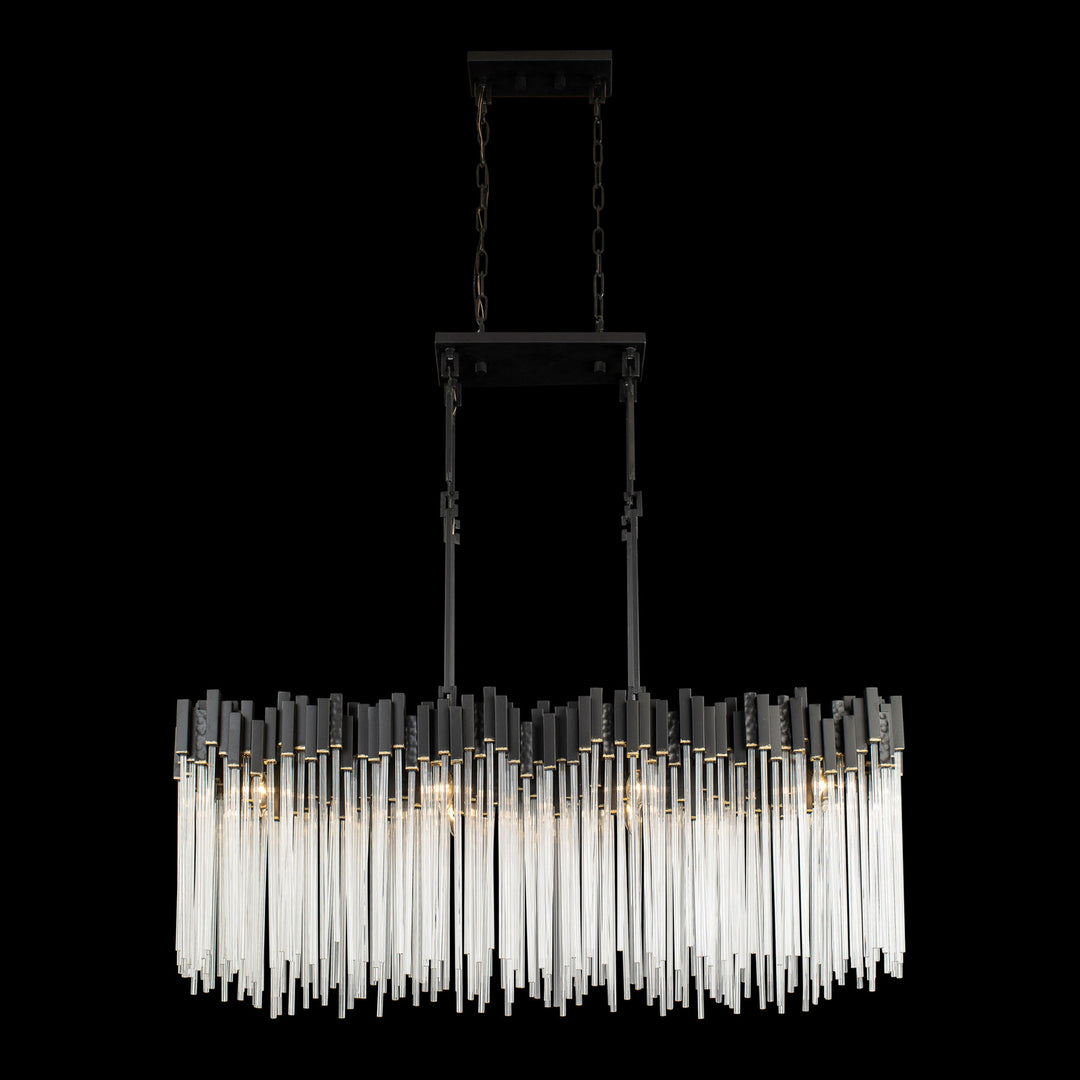 Varaluz - 309N08MBFG - Eight Light Linear Pendant - Matrix - Matte Black/French Gold