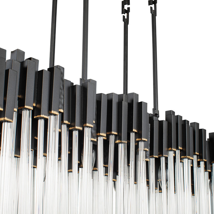Varaluz - 309N08MBFG - Eight Light Linear Pendant - Matrix - Matte Black/French Gold