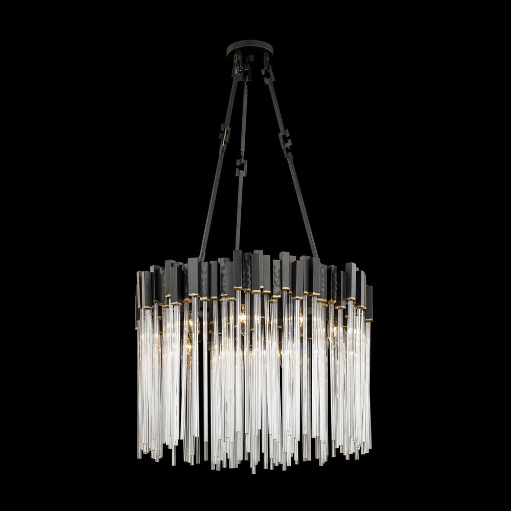 Varaluz - 309P09MBFG - Nine Light Pendant - Matrix - Matte Black/French Gold