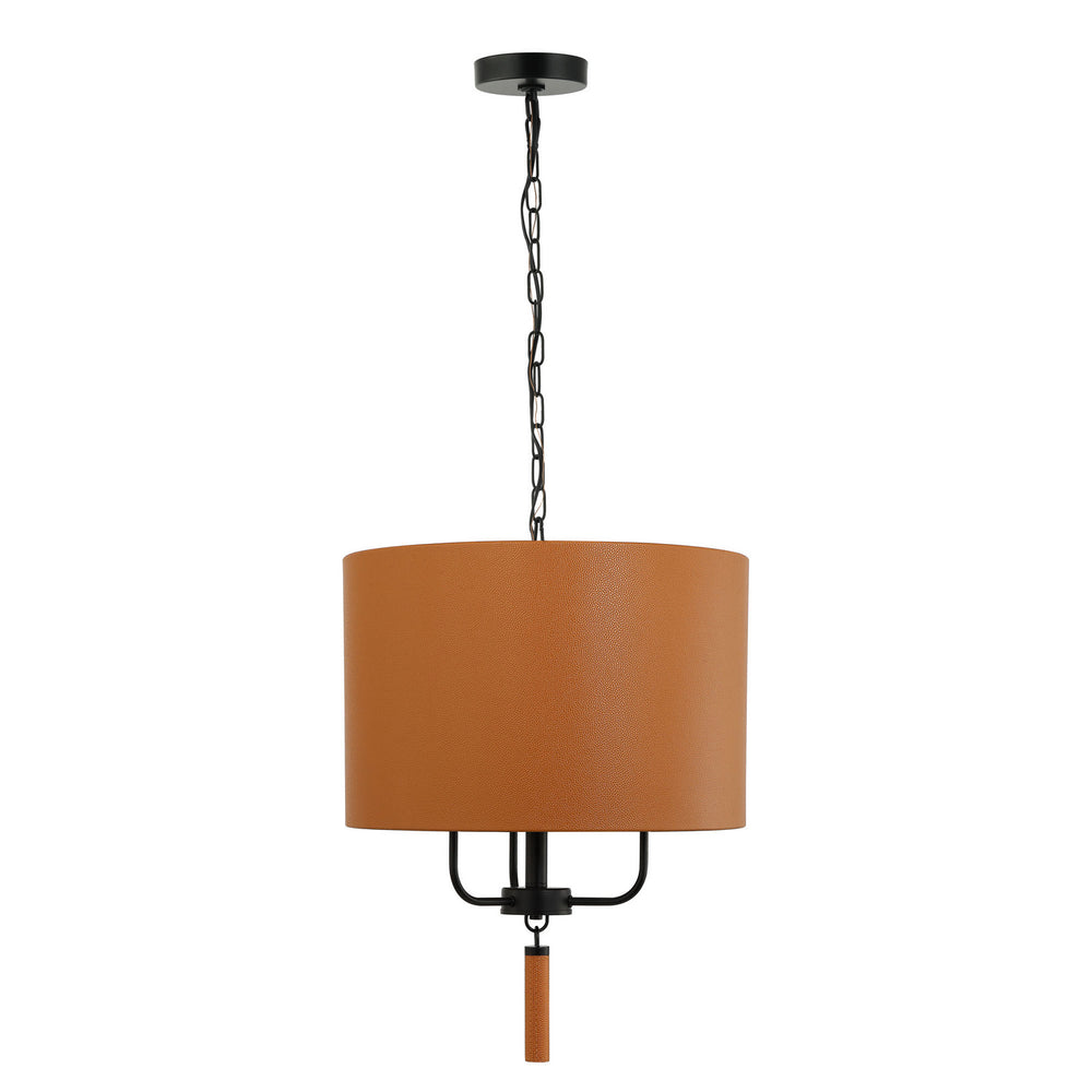Varaluz - 368P03BLC - Three Light Pendant - Secret Agent - Black/Camel Leather