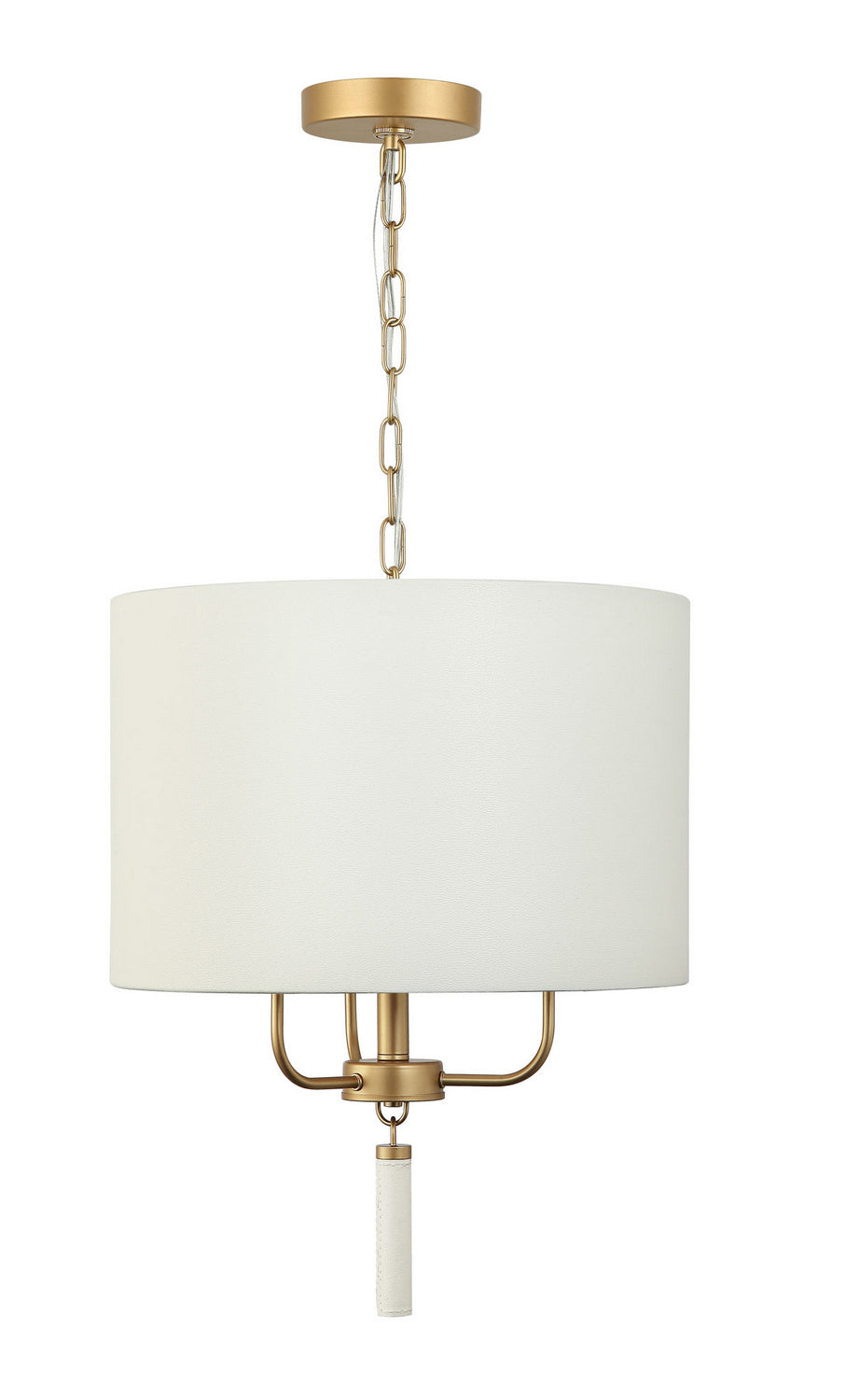 Varaluz - 368P03GOW - Three Light Pendant - Secret Agent - Painted Gold/White Leather