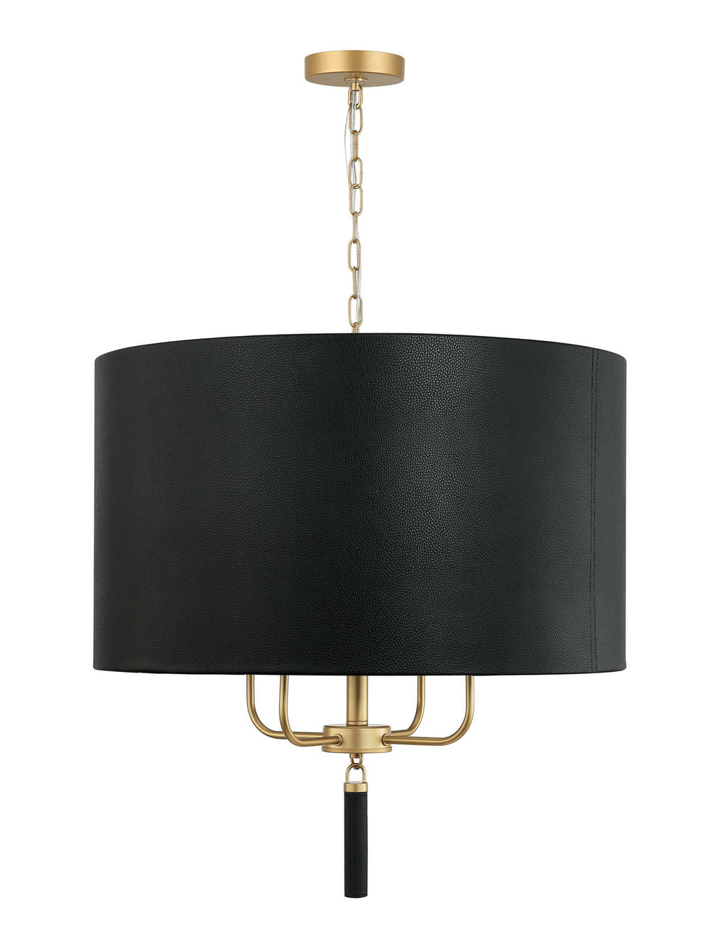 Varaluz - 368P04GOB - Four Light Pendant - Secret Agent - Painted Gold/Black Leather