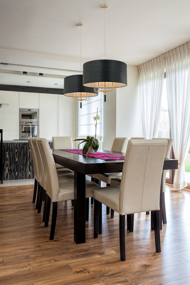 Varaluz - 368P05GOB - Five Light Pendant - Secret Agent - Painted Gold/Black Leather