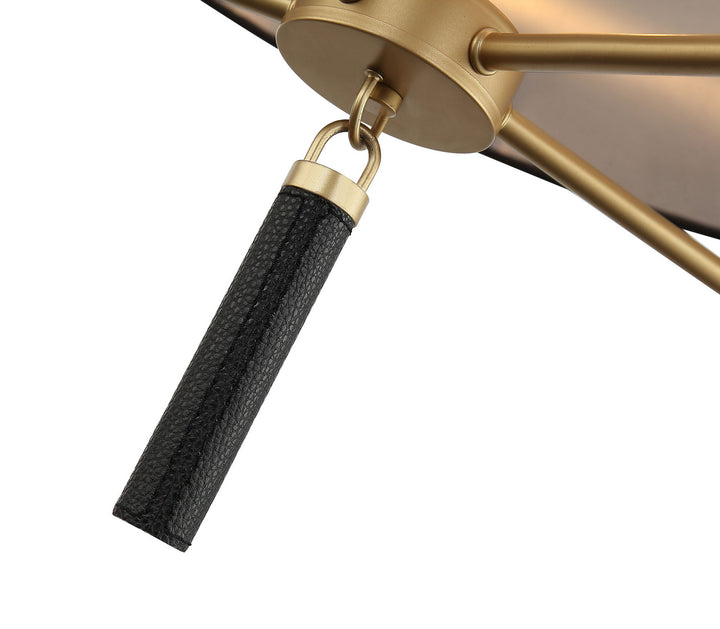 Varaluz - 368P05GOB - Five Light Pendant - Secret Agent - Painted Gold/Black Leather