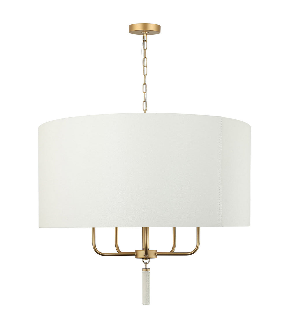 Varaluz - 368P05GOW - Five Light Pendant - Secret Agent - Painted Gold/White Leather