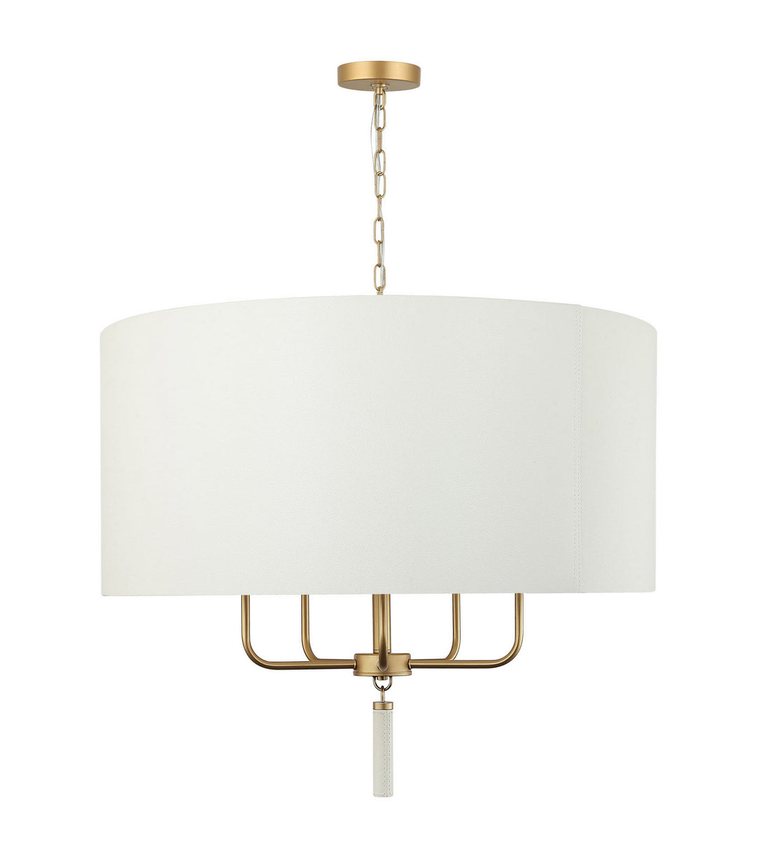 Varaluz - 368P05GOW - Five Light Pendant - Secret Agent - Painted Gold/White Leather