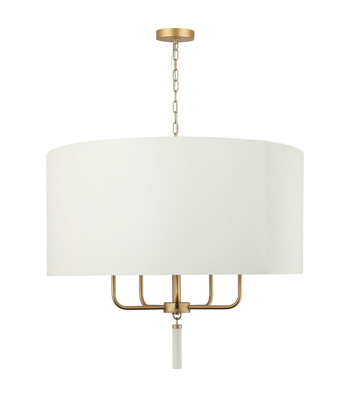 Varaluz - 368P05GOW - Five Light Pendant - Secret Agent - Painted Gold/White Leather