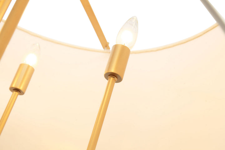 Varaluz - 368P05GOW - Five Light Pendant - Secret Agent - Painted Gold/White Leather