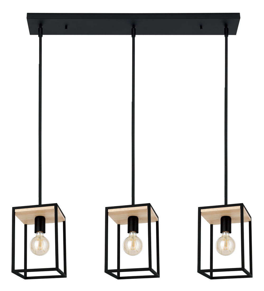 Eglo Canada - 99795A - One Light Pendant - Libertad - Structured Black & Natural Wood