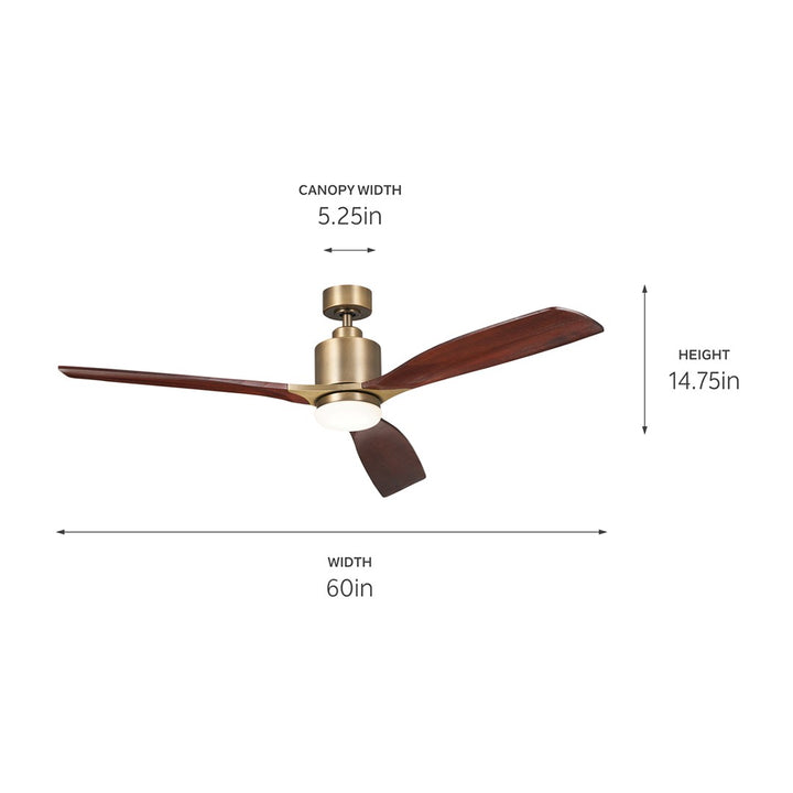 Kichler Canada - 300075NBR - 60"Ceiling Fan - Ridley II - Brushed Natural Brass