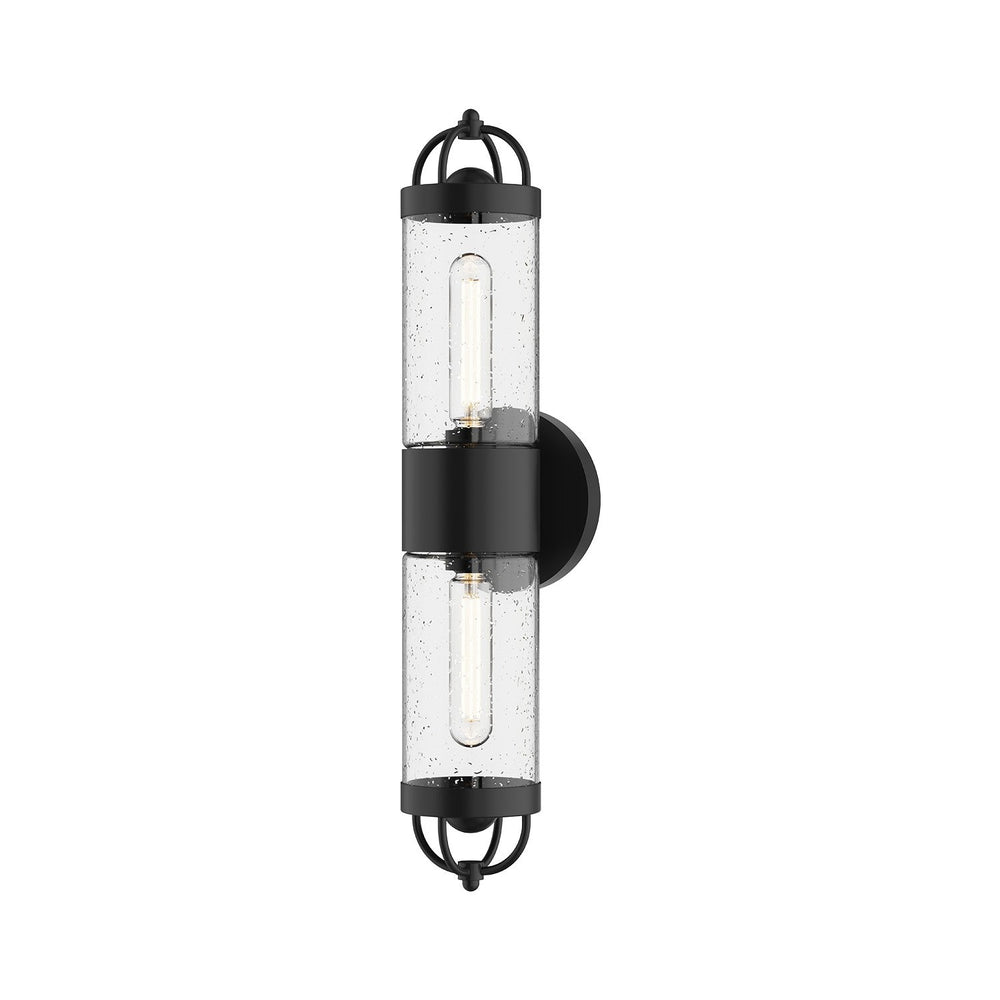 Alora Canada - EW461102BKCB - Two Light Outdoor Wall Lantern - Lancaster - Clear Bubble Glass/Textured Black