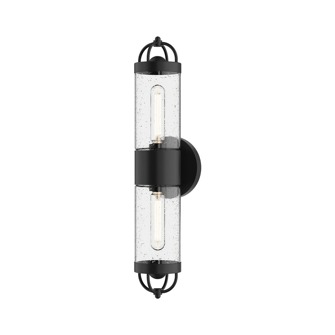 Alora Canada - EW461102BKCB - Two Light Outdoor Wall Lantern - Lancaster - Clear Bubble Glass/Textured Black