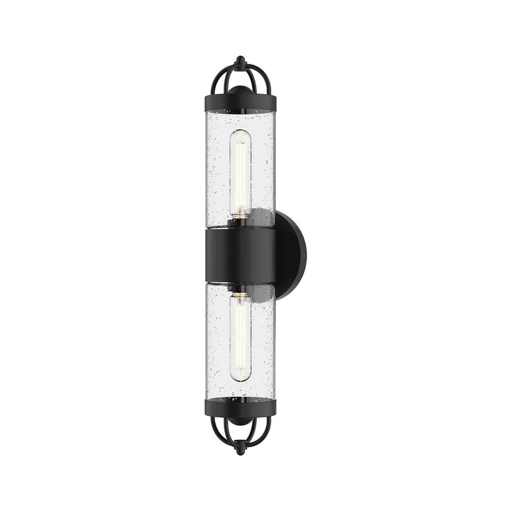 Alora Canada - EW461102BKCB - Two Light Outdoor Wall Lantern - Lancaster - Clear Bubble Glass/Textured Black